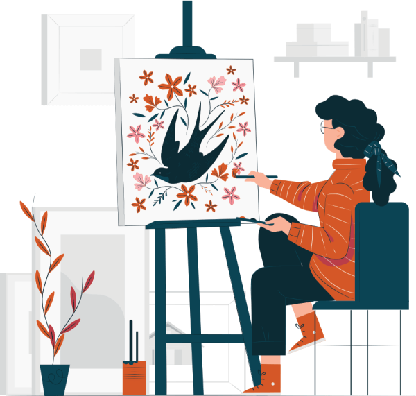 Iluustration of a woman painting