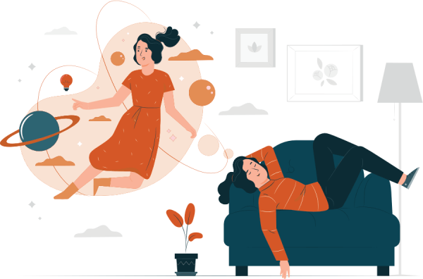 Illustration of woman dreaming
