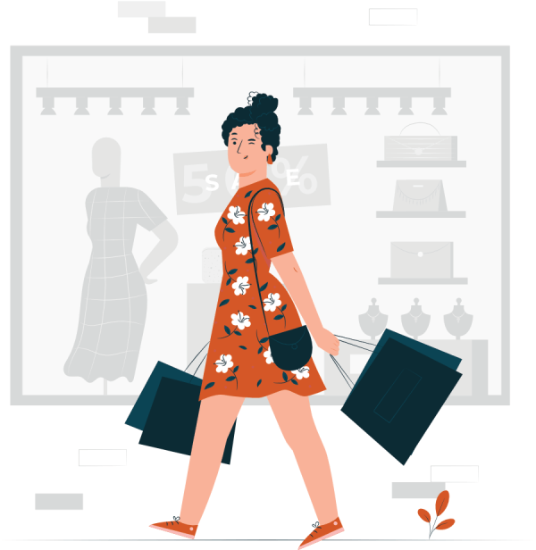 Illustration of woman with shopping