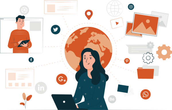 Illustration representing social media management